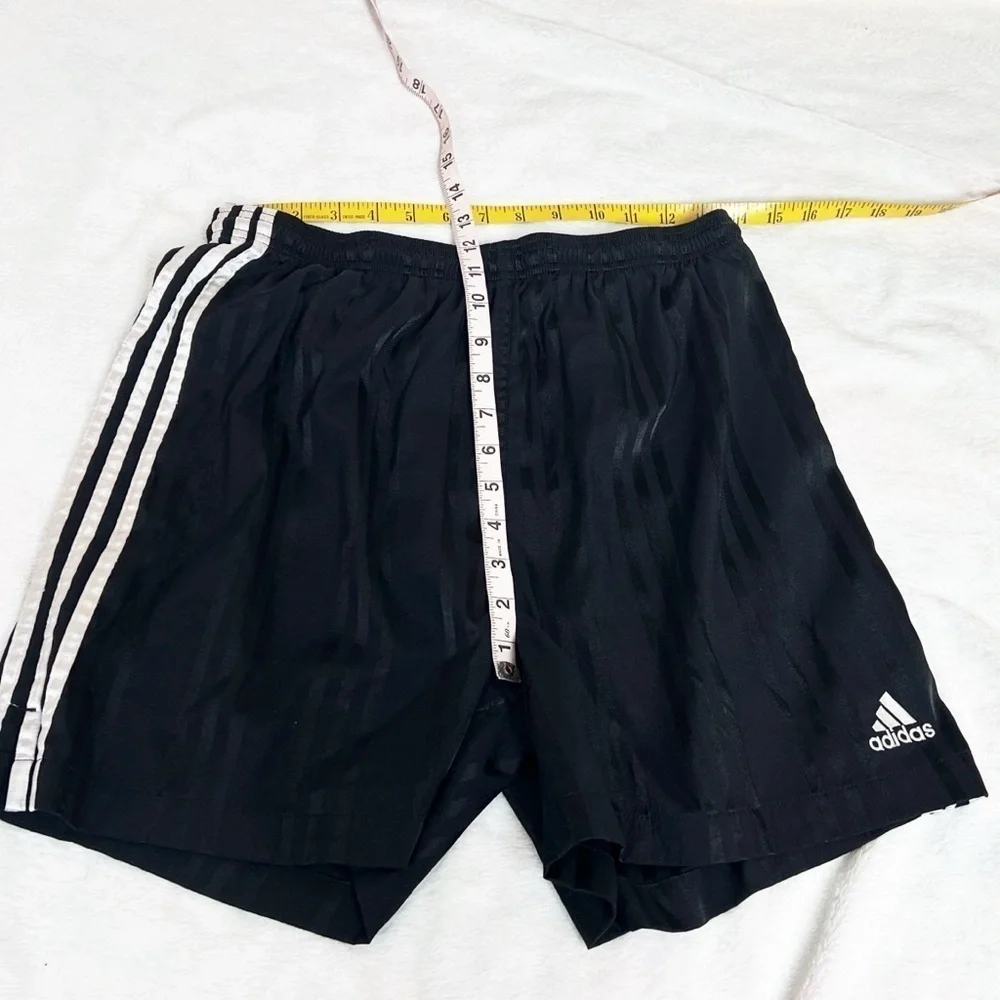 Adidas Boys Athletic Shorts 3 Stripe Logo Black White Extra Large Pull On Waist
